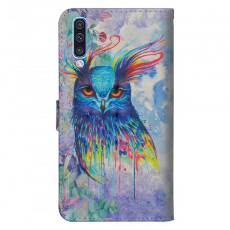 Peňaženkový Kryt Samsung Galaxy A70 Akvarelový Vták