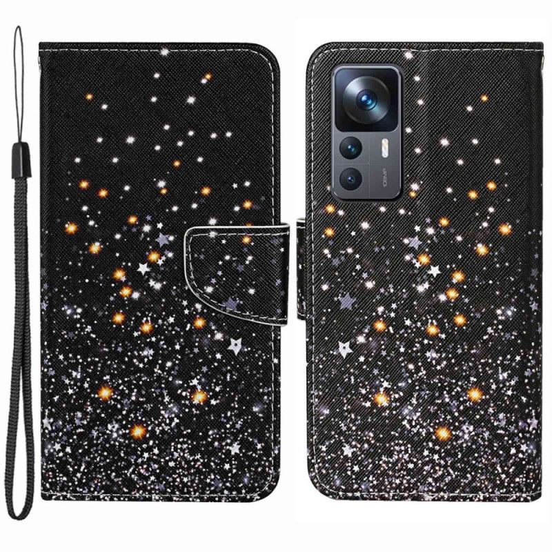 Kožené Puzdro Xiaomi 12T / 12T Pro Čierny Strappy