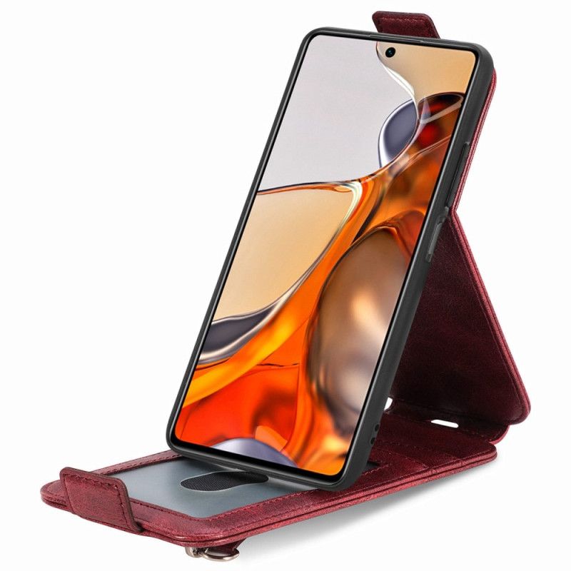 Kožené Puzdro Xiaomi 12T / 12T Pro Flipové Puzdro Peňaženka Na Mince S Vertikálnou Klapkou