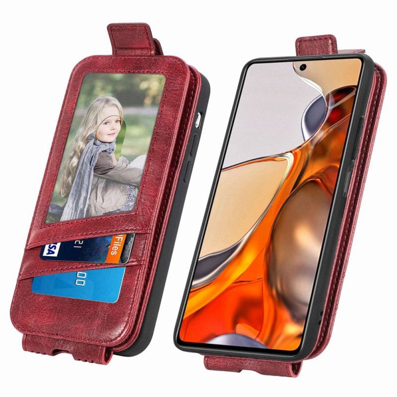 Kožené Puzdro Xiaomi 12T / 12T Pro Flipové Puzdro Peňaženka Na Mince S Vertikálnou Klapkou