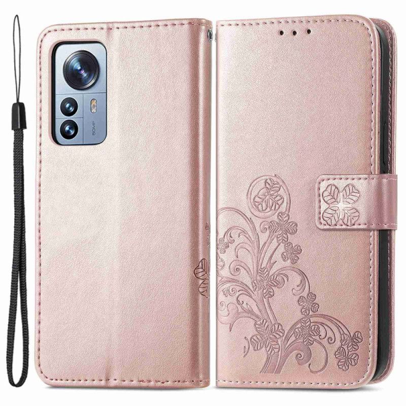 Kožené Puzdro Xiaomi 12T / 12T Pro Malé Remienkové Kvety