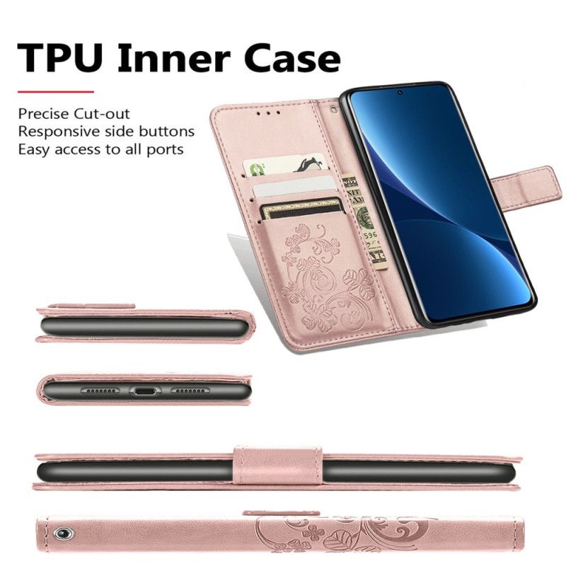 Kožené Puzdro Xiaomi 12T / 12T Pro Malé Remienkové Kvety