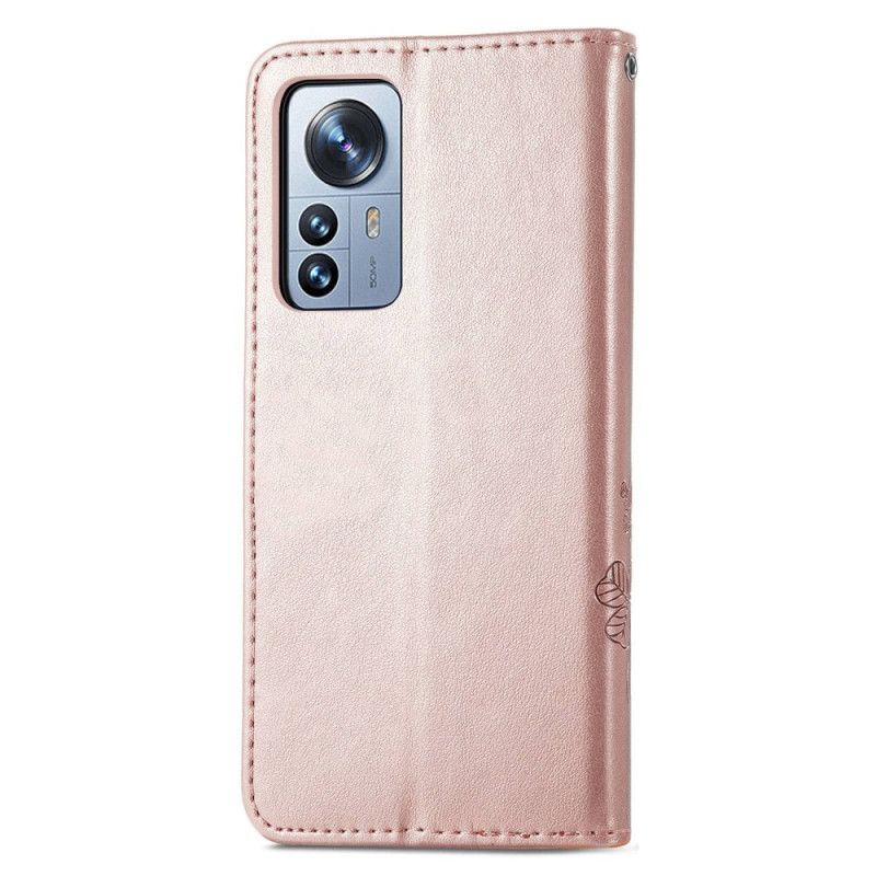 Kožené Puzdro Xiaomi 12T / 12T Pro Malé Remienkové Kvety
