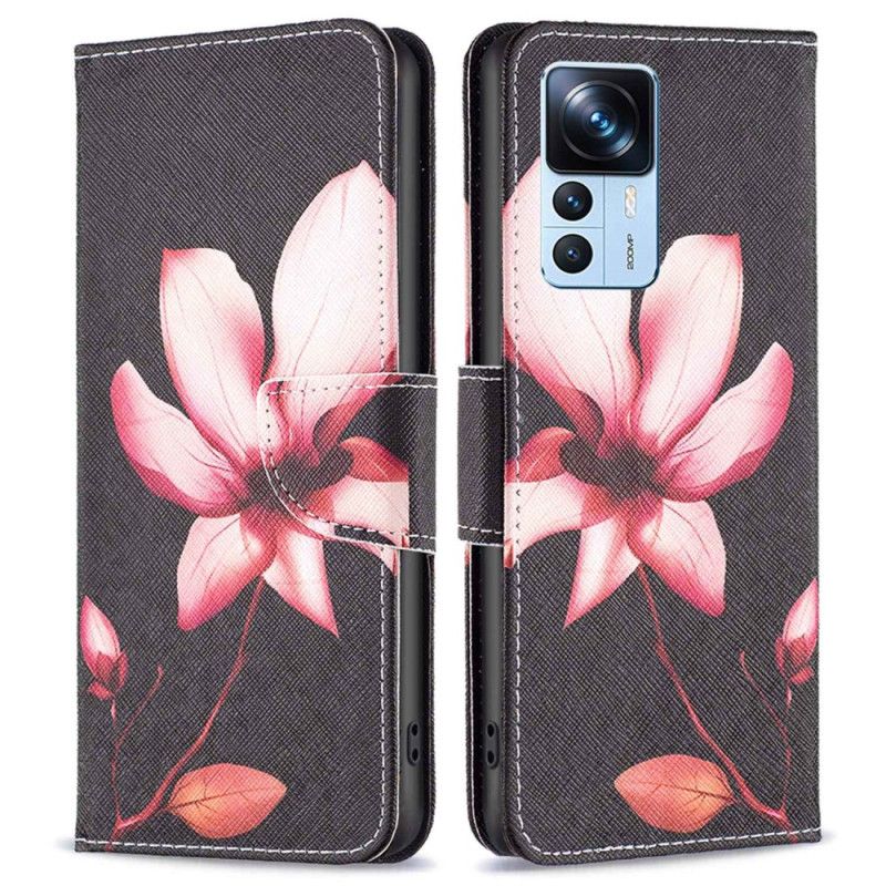 Kožené Puzdro Xiaomi 12T / 12T Pro Ružový Kvet