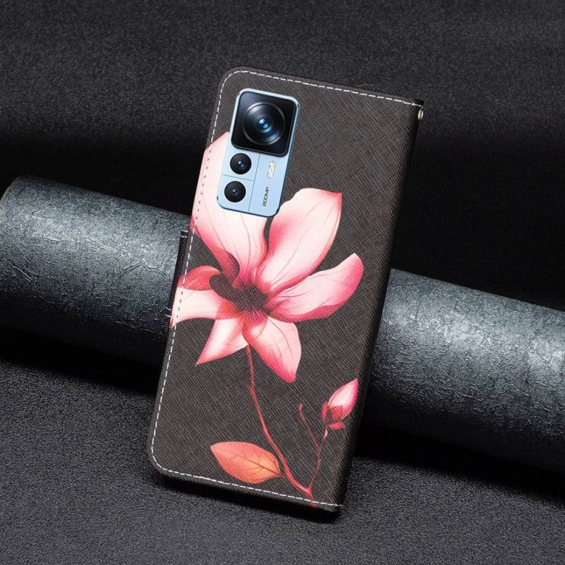 Kožené Puzdro Xiaomi 12T / 12T Pro Ružový Kvet