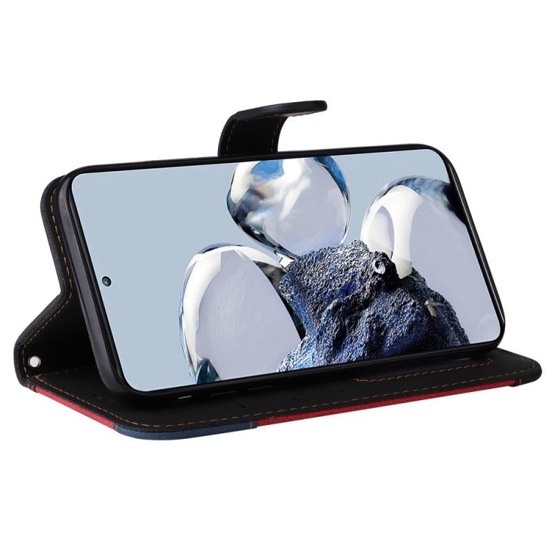 Kožené Puzdro Xiaomi 12T / 12T Pro Trojfarebný Remienok