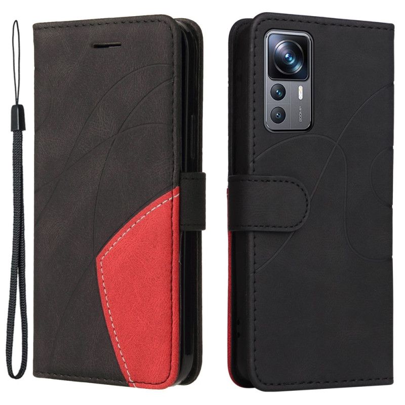 Peňaženkový Kryt Xiaomi 12T / 12T Pro Dvojfarebný Remienok