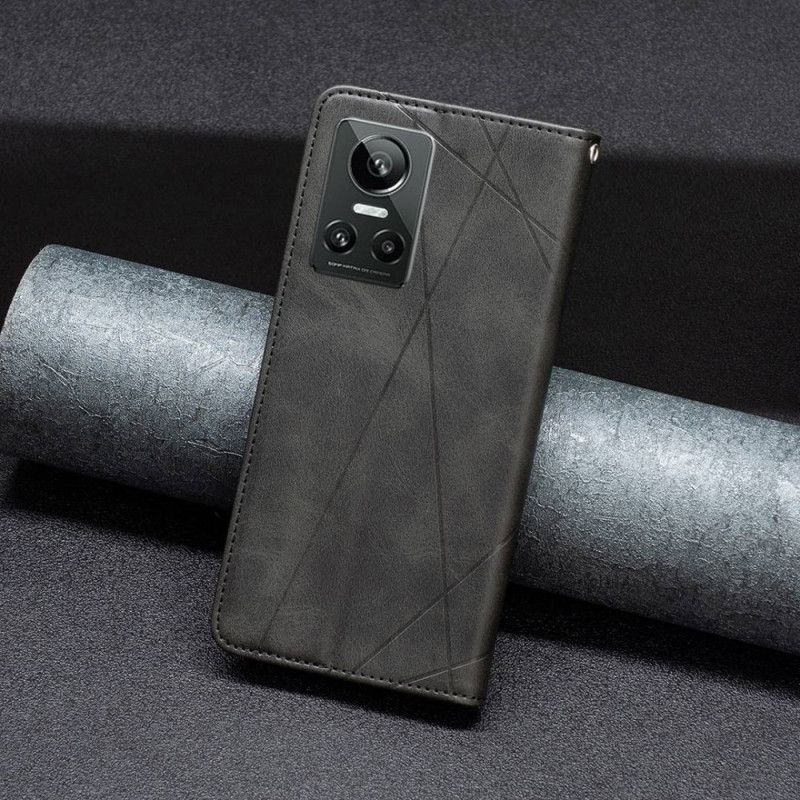 Flipové Puzdro Realme GT Neo 3 Kožené Puzdro Geometrické Čiary