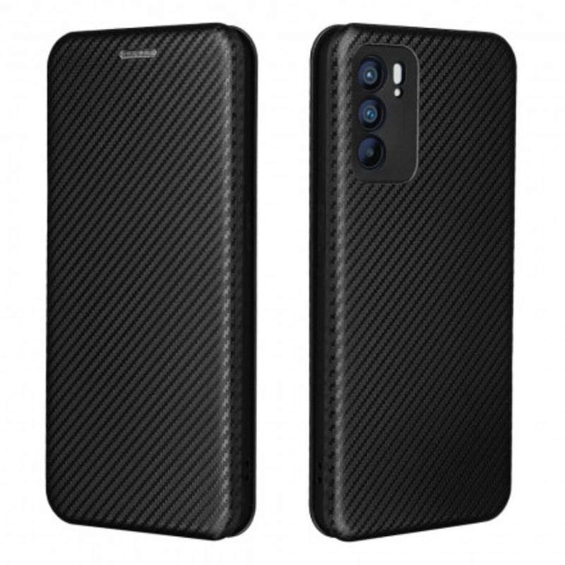 Flipové Puzdro Oppo Reno 6 5G Kožené Puzdro Farebný Uhlíkový Silikón
