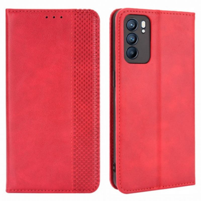 Flipové Puzdro Oppo Reno 6 5G Kožené Puzdro Štylizovaný Efekt Vintage Kože