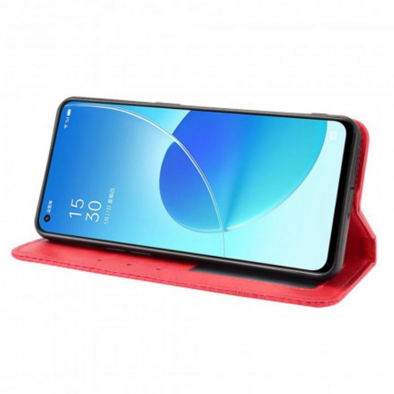 Flipové Puzdro Oppo Reno 6 5G Kožené Puzdro Štylizovaný Efekt Vintage Kože
