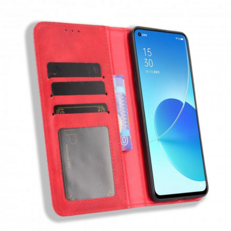 Flipové Puzdro Oppo Reno 6 5G Kožené Puzdro Štylizovaný Efekt Vintage Kože