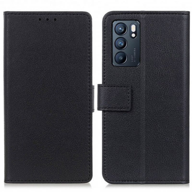 Kožené Puzdro Oppo Reno 6 5G Jednoduchý Klasický Kožený Efekt