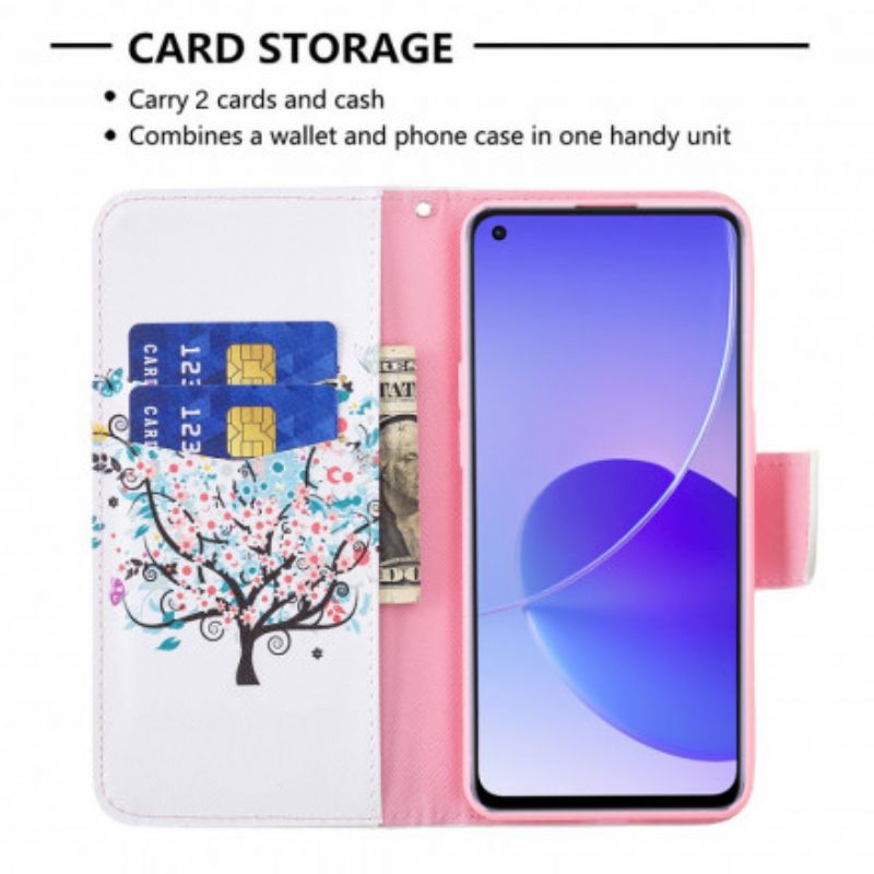 Kožené Puzdro Oppo Reno 6 5G Rozkvitnutý Strom