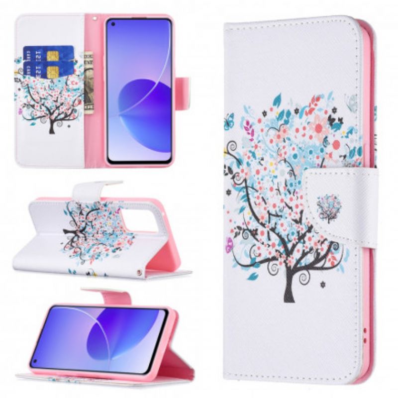 Kožené Puzdro Oppo Reno 6 5G Rozkvitnutý Strom