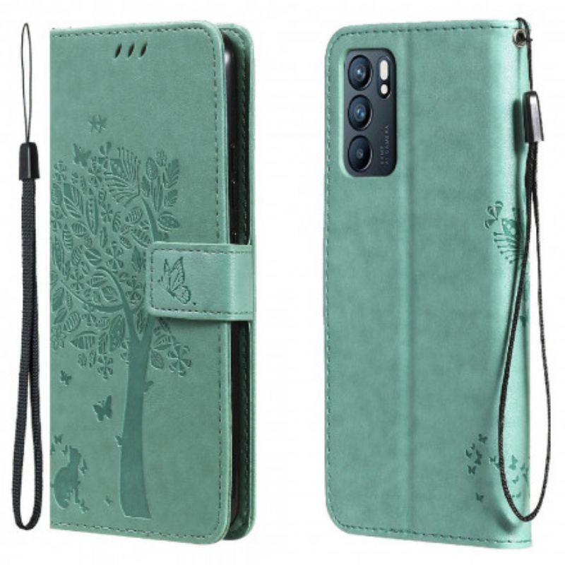 Kožené Puzdro Oppo Reno 6 5G Strom A Strappy Cat