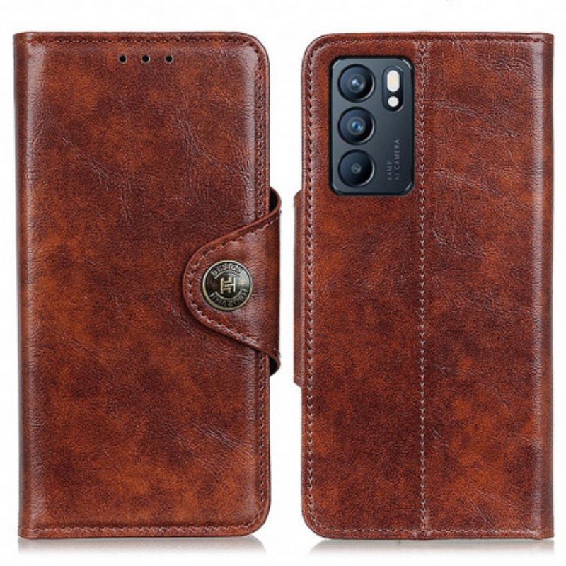 Kožené Puzdro Oppo Reno 6 5G Vintage Gombík Z Umelej Kože