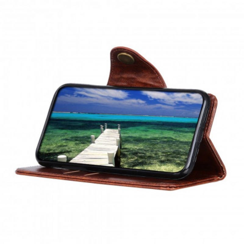Kožené Puzdro Oppo Reno 6 5G Vintage Gombík Z Umelej Kože