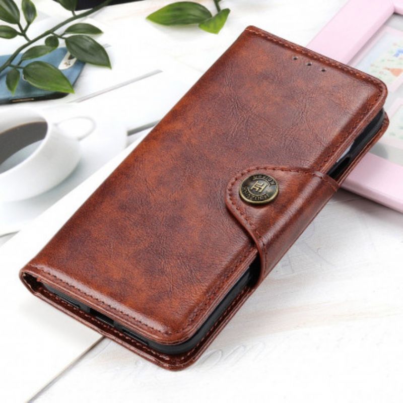Kožené Puzdro Oppo Reno 6 5G Vintage Gombík Z Umelej Kože