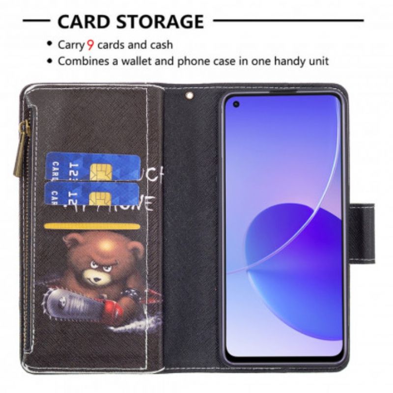 Kožené Puzdro Oppo Reno 6 5G Vreckový Medveď Na Zips
