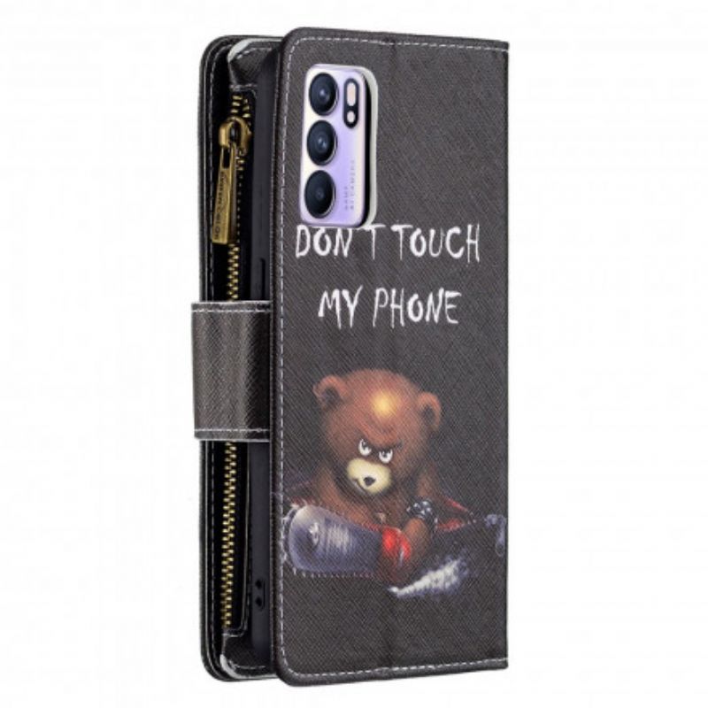 Kožené Puzdro Oppo Reno 6 5G Vreckový Medveď Na Zips