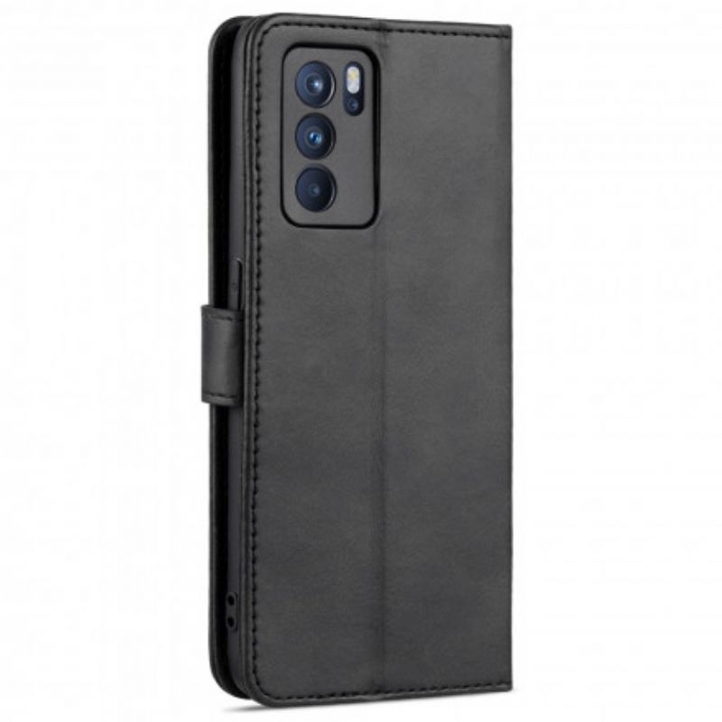 Peňaženkový Kryt Oppo Reno 6 5G Kožený Efekt Azns
