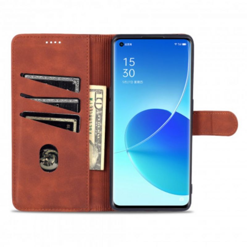 Peňaženkový Kryt Oppo Reno 6 5G Kožený Efekt Azns