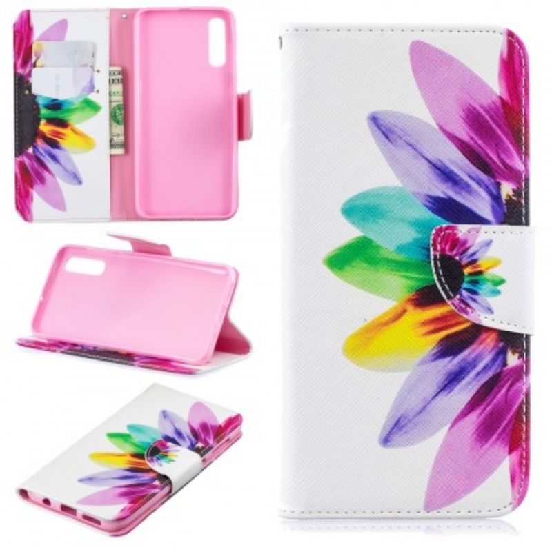 Kožené Puzdro Samsung Galaxy A50 Akvarelový Kvet
