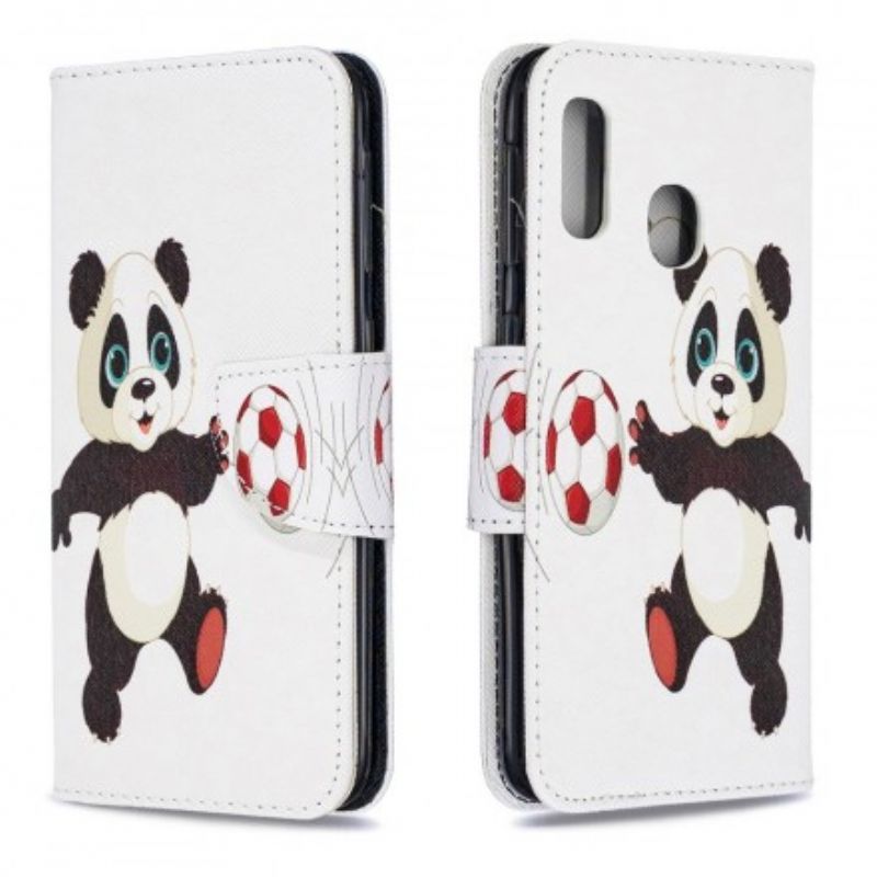 Flipové Puzdro Samsung Galaxy A20e Panda Futbal