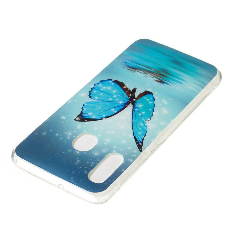 Kryt Samsung Galaxy A20e Fluorescenčný Modrý Motýľ