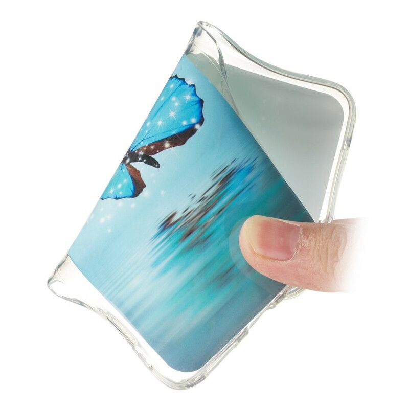 Kryt Samsung Galaxy A20e Fluorescenčný Modrý Motýľ