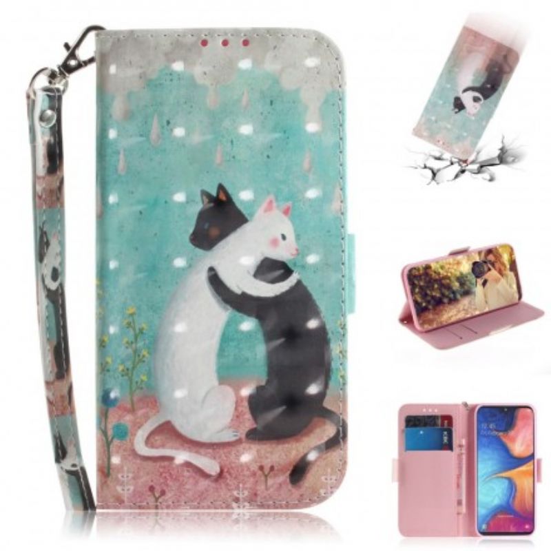 Peňaženkový Kryt Samsung Galaxy A20e Strappy Cat Friends