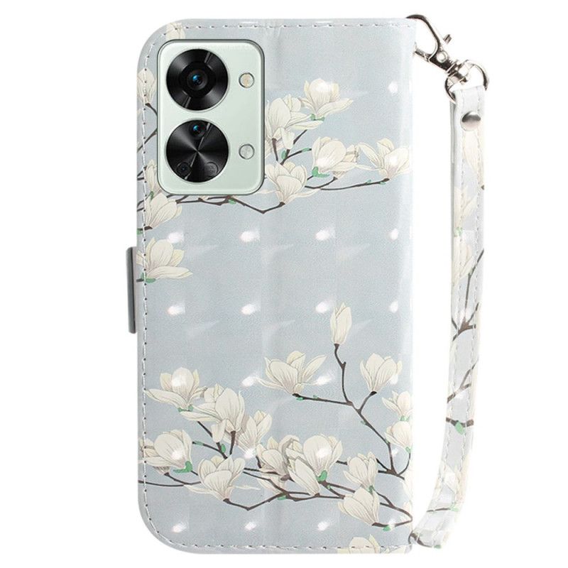 Kožené Puzdro OnePlus Nord 2T 5G Strappy Kvety Magnólie
