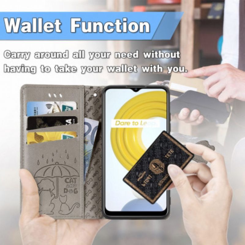 Kožené Puzdro Realme C21 Animované Zvieratá