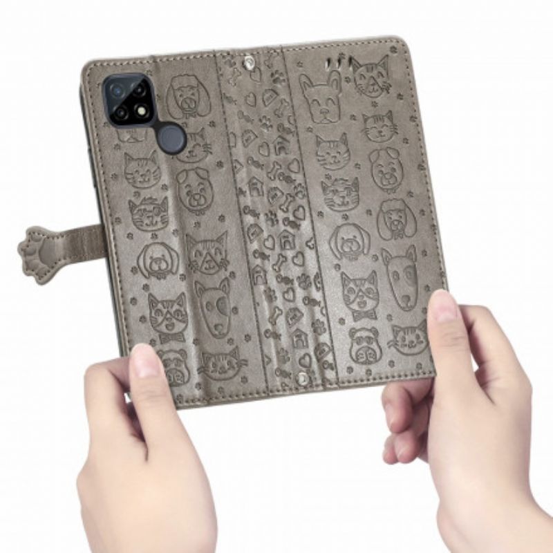 Kožené Puzdro Realme C21 Animované Zvieratá