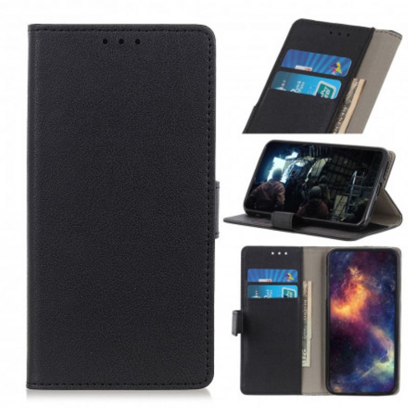 Kožené Puzdro Realme C21 Jednoduchý Lesklý Kožený Efekt