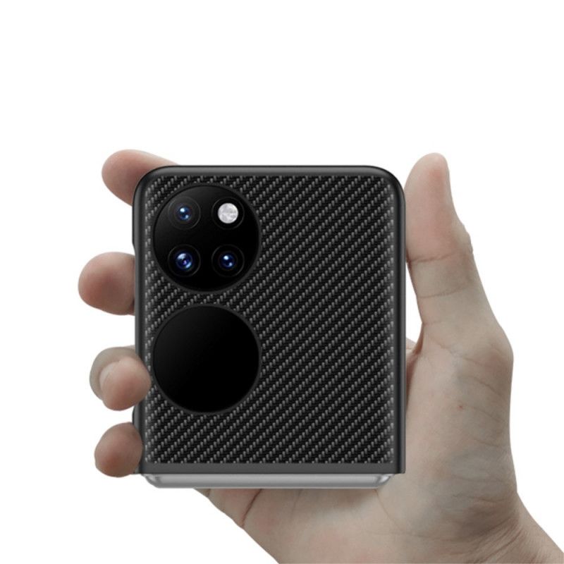 Kryt Huawei P50 Pocket Pravá Koža A Uhlíkové Vlákno