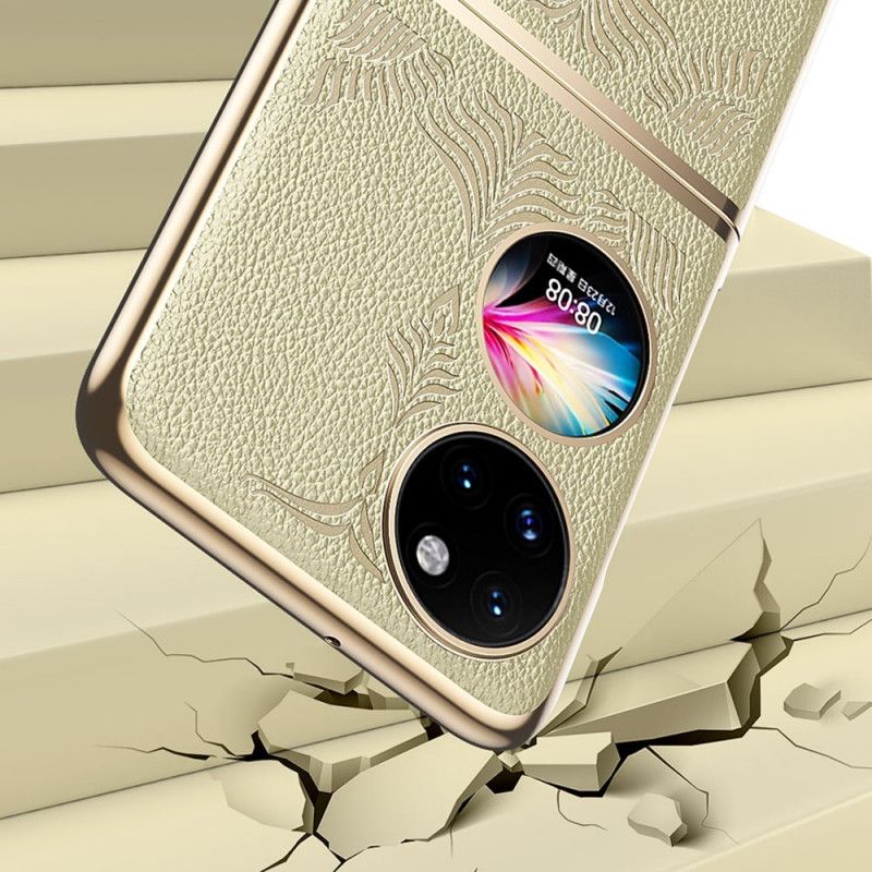 Kryt Huawei P50 Pocket Retro Kvetinová Umelá Koža