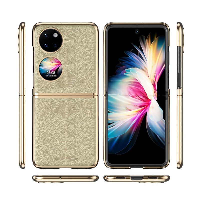 Kryt Huawei P50 Pocket Retro Kvetinová Umelá Koža