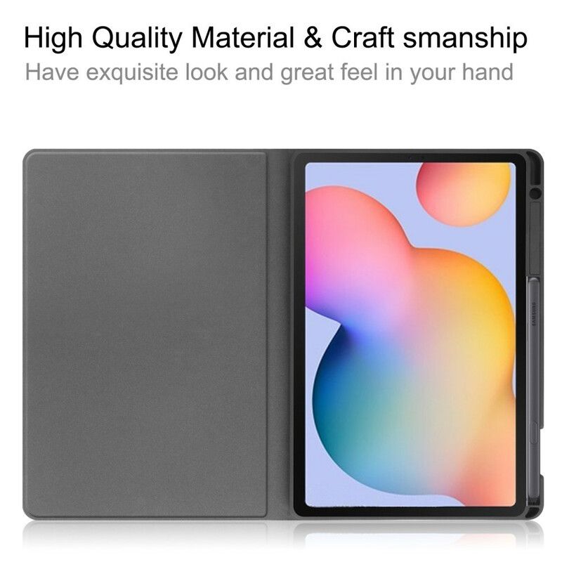 Flipové Puzdro Samsung Galaxy Tab S6 Lite Držiak Dotykového Pera S Koženým Efektom