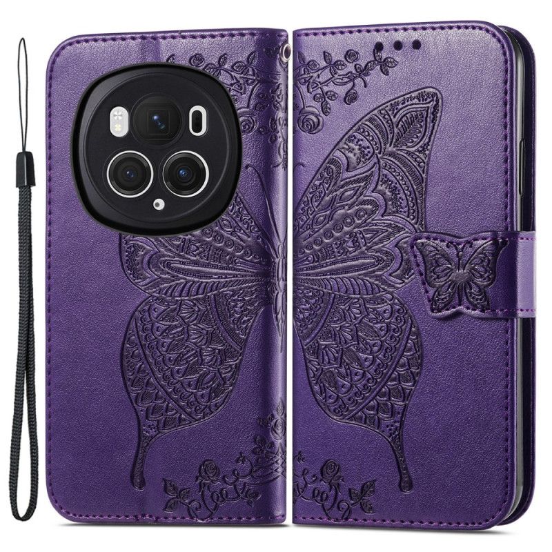 Kožené Puzdro Honor Magic 6 Pro Kryt Na Mobil Barokový Motýľ