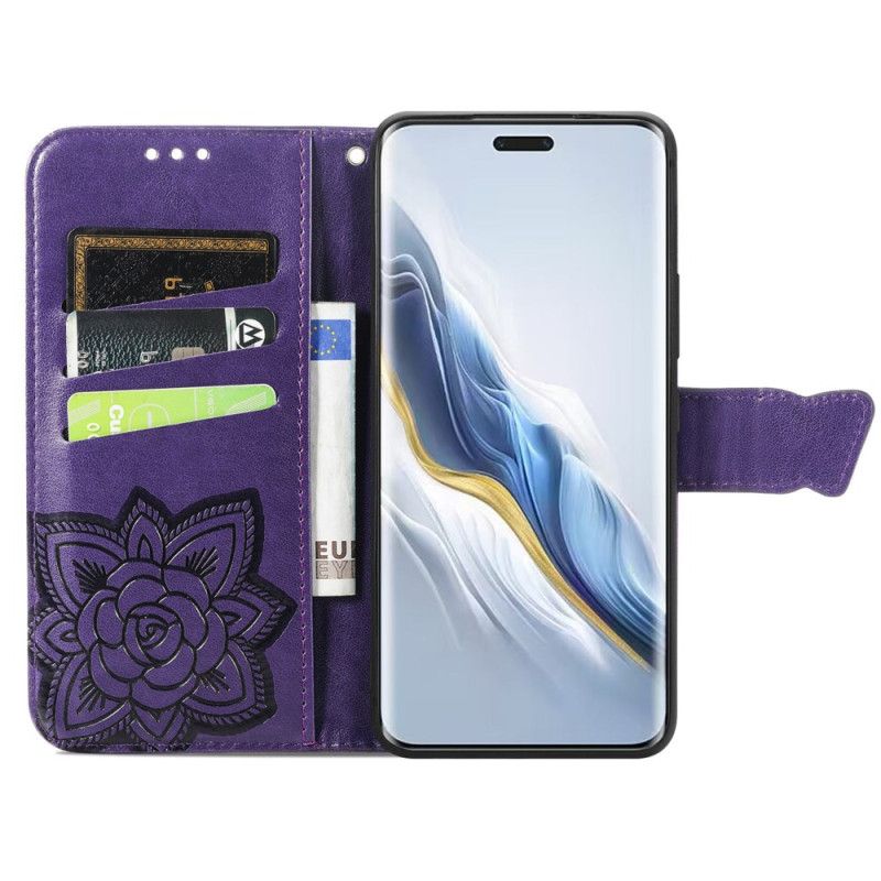 Kožené Puzdro Honor Magic 6 Pro Kryt Na Mobil Barokový Motýľ