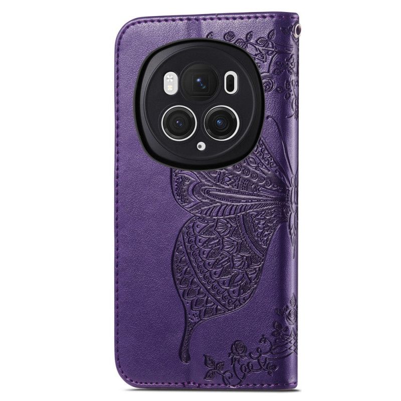 Kožené Puzdro Honor Magic 6 Pro Kryt Na Mobil Barokový Motýľ