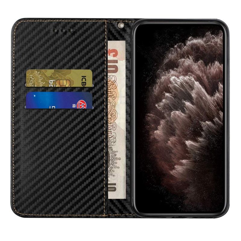 Flipové Puzdro Samsung Galaxy S21 Ultra 5G Kožené Puzdro Remienok Z Uhlíkových Vlákien