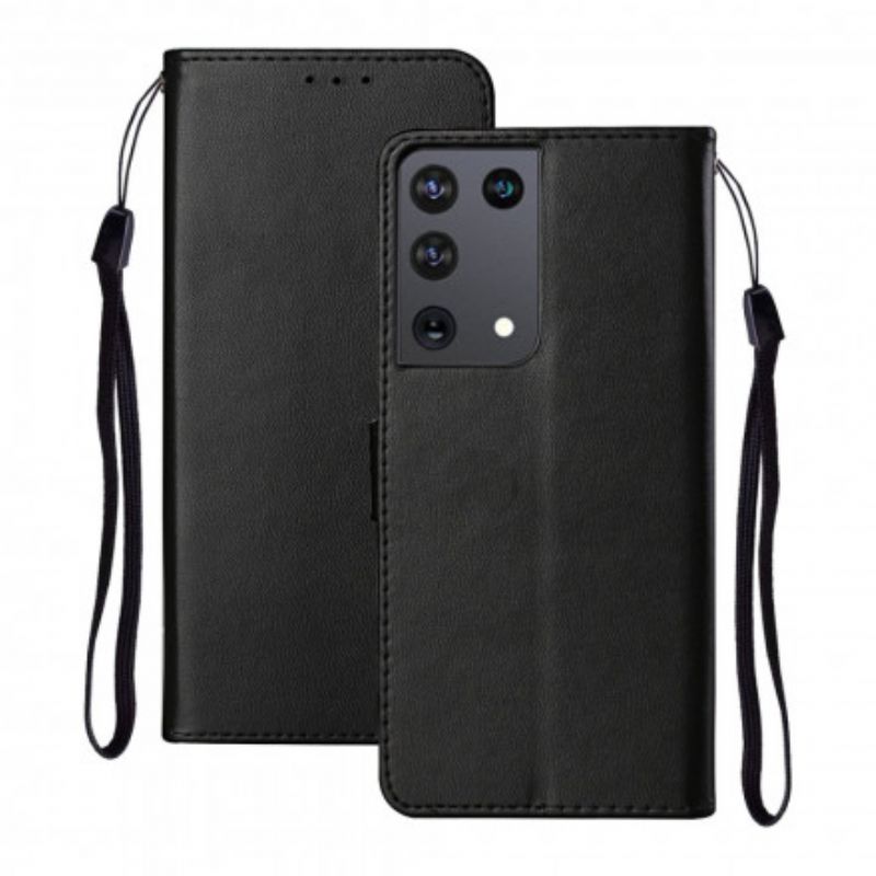 Kožené Puzdro Samsung Galaxy S21 Ultra 5G Jedinečný Dizajn So Šnúrkou