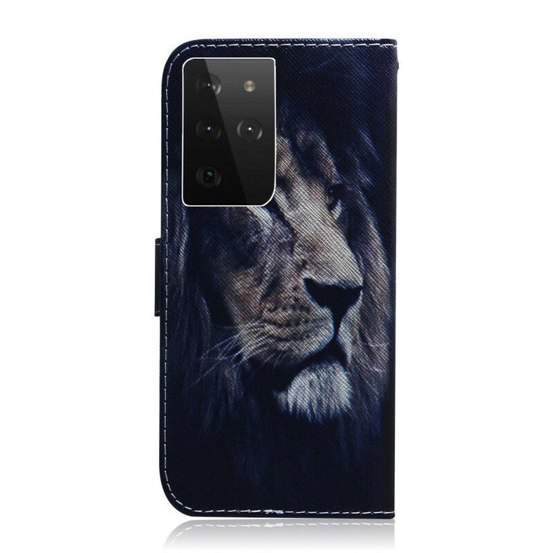 Kožené Puzdro Samsung Galaxy S21 Ultra 5G Snívajúci-lev