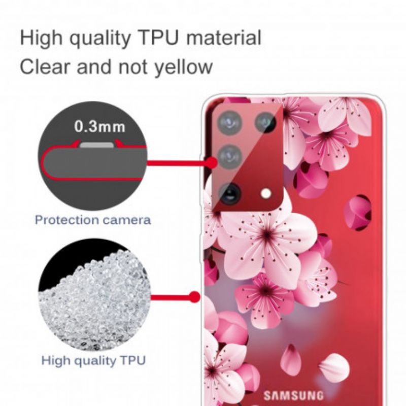 Kryt Samsung Galaxy S21 Ultra 5G Malé Ružové Kvety