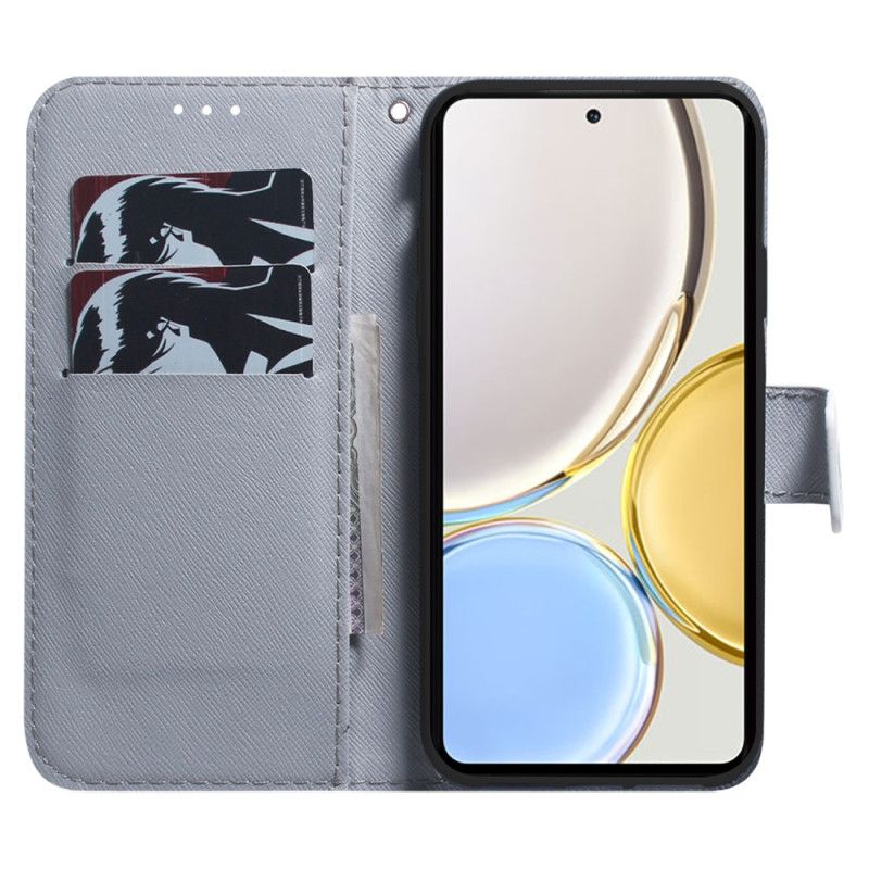 Kožené Puzdro Honor Magic 5 Lite Strappy Biely Tiger