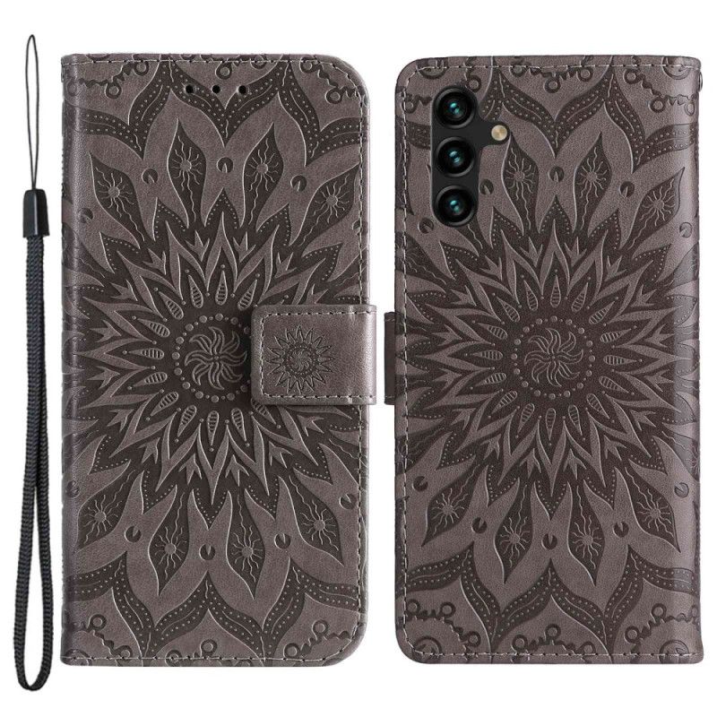Kožené Puzdro Samsung Galaxy A14 / A14 5G Mandala Sun So Šnúrkou