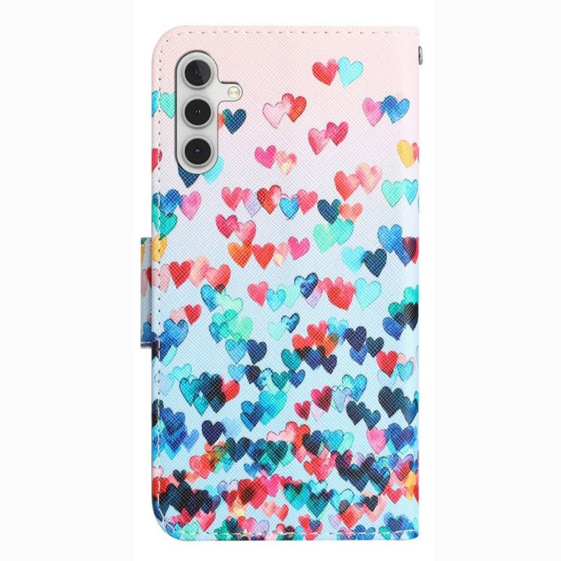 Kožené Puzdro Samsung Galaxy A14 / A14 5G Strappy Hearts Rain